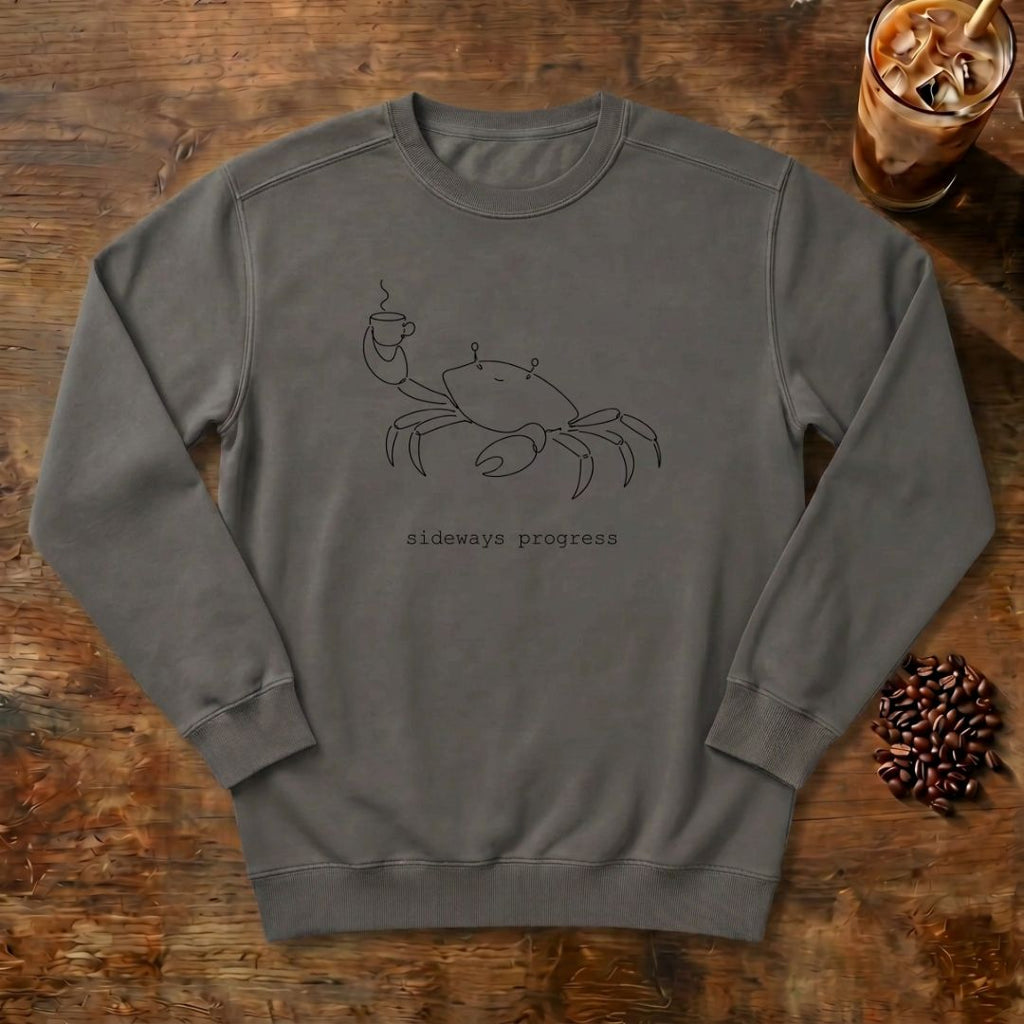 Crab Line Art Sweatshirt in Pepper, a minimal line-art crab