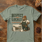 Beaver coffee graphic for Respect the Locals Beaver on sage T-shirt