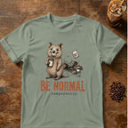 Quokka coffee graphic for Be Normal Quokka on sage T-shirt