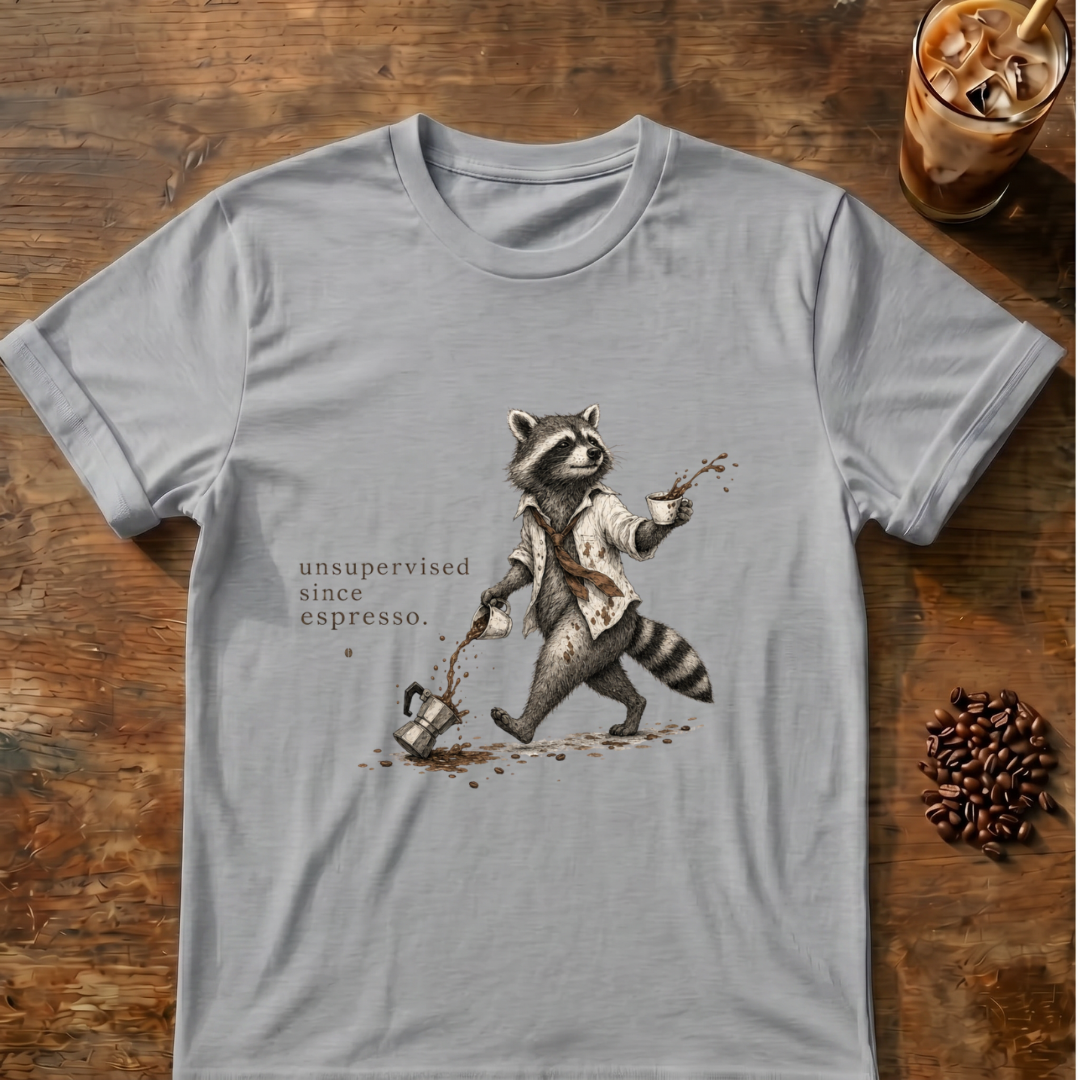 Raccoon Unsupervised since Espresso T-Shirt