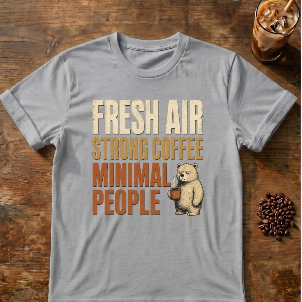 Bear coffee graphic for Fresh Air on sport-grey T-shirt