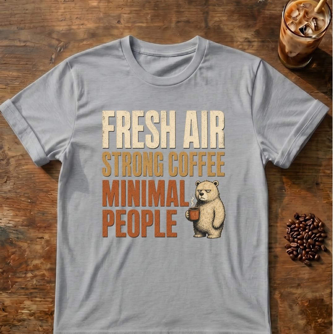 Bear coffee graphic for Fresh Air on sport-grey T-shirt