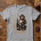 Monkey coffee graphic for Night Shift Monkey on sport-grey T-shirt