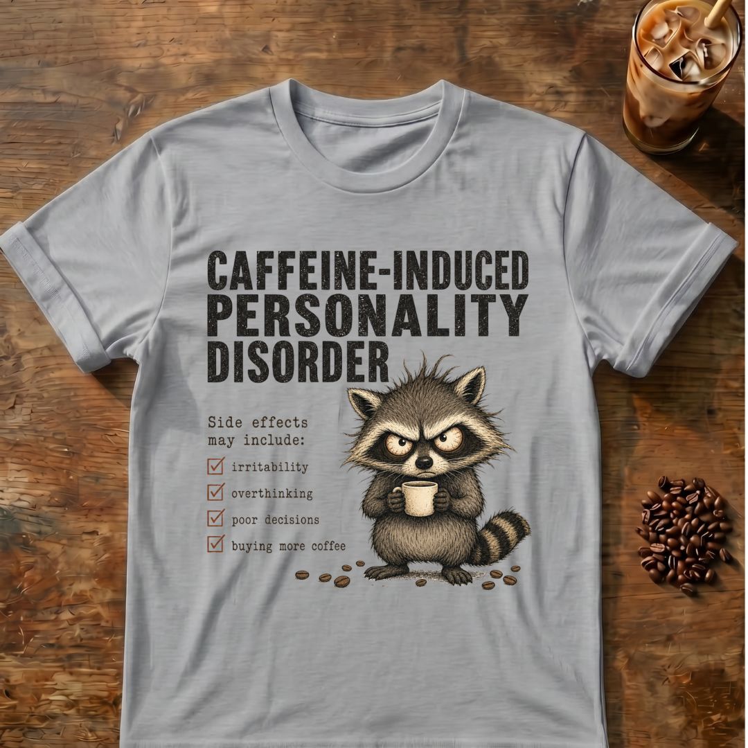 Caffeine-Induced Personality Disorder Racoon T-Shirt