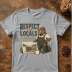 Beaver coffee graphic for Respect the Locals Beaver on sport-grey T-shirt