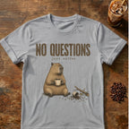 Capybara coffee graphic for No Questions Capybara on sport-grey T-shirt