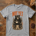 Bear coffee graphic for Not Yet Bear on sport-grey T-shirt
