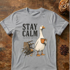 Goose coffee graphic for Stay Calm Goose on sport-grey T-shirt