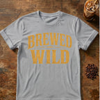 Coffee graphic for Brewed Wild Text on sport-grey T-shirt