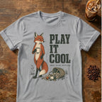 Fox coffee graphic for Play It Cool Fox on sport-grey T-shirt