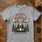 Moose “Respect the Locals” graphic on a Sport Gray T-shirt