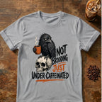 Raven coffee graphic for Not Brooding Raven on sport-grey T-shirt