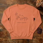 Crab Line Art Sweatshirt in Terracotta, a minimal line-art crab