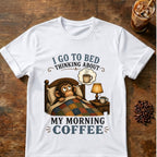 Monkey coffee graphic for Morning Coffee Monkey on white T-shirt
