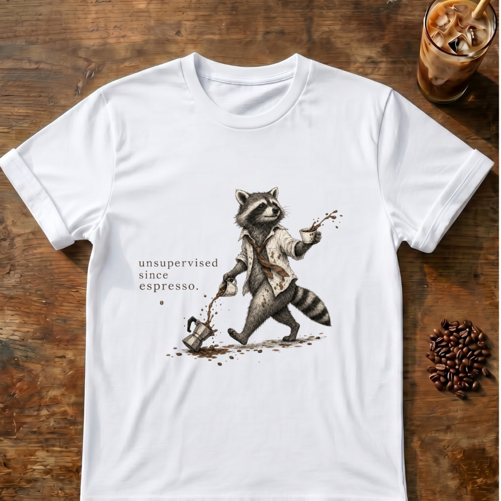 Raccoon Unsupervised since Espresso T-Shirt