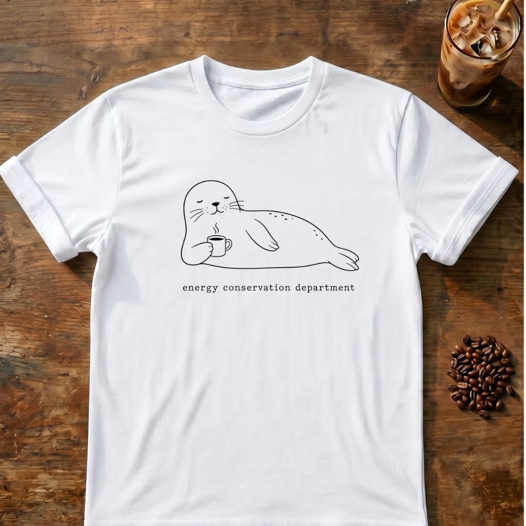 Seal coffee graphic for Cute Minimal Seal on white T-shirt
