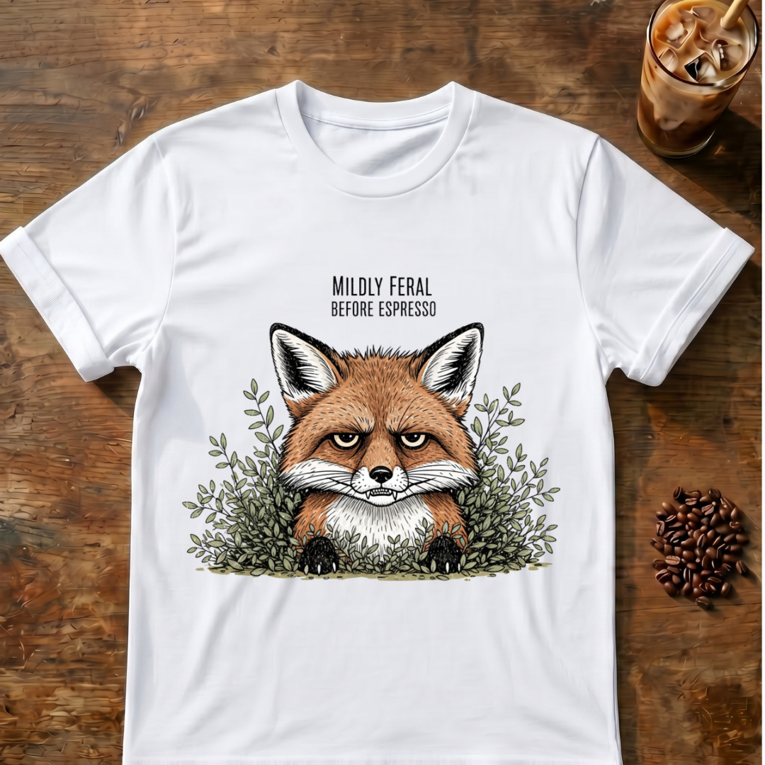 Mildly Feral Before Espresso Fox T-Shirt