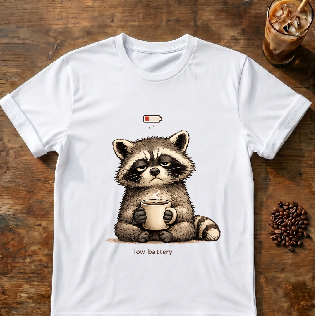 Low Battery Raccoon T-Shirt