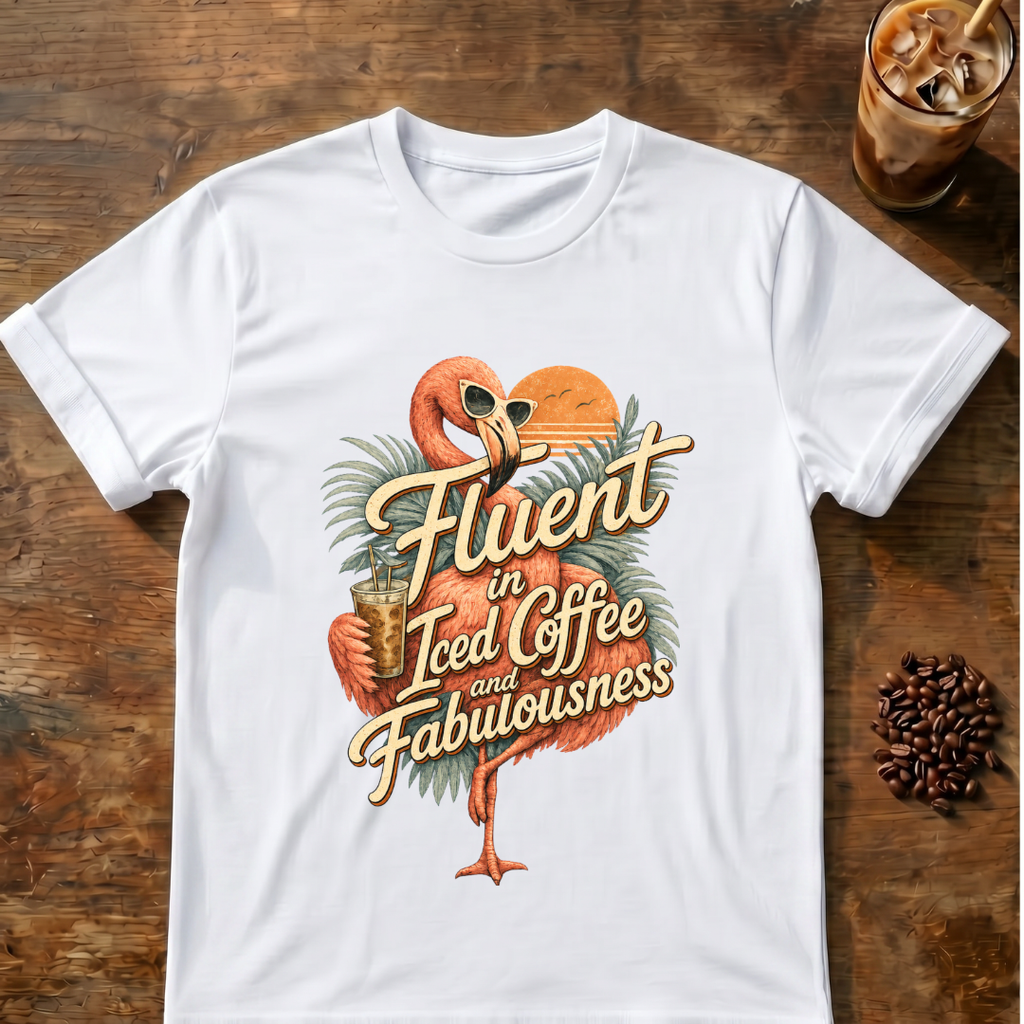 Fluent In Iced Coffee Flamingo T-Shirt