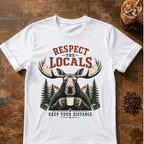 Moose “Respect the Locals” graphic on a White T-shirt