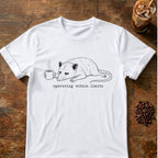 Opossum coffee graphic for Possum operating within limits on white T-shirt